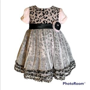 NWOT pink Leopard Print Tulle Dress Size 3-6 M